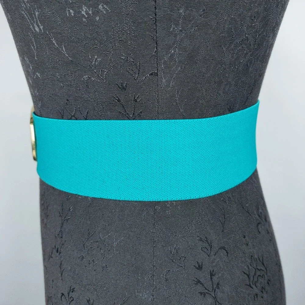Vtg 80s Day-Lor USA Enlay Enamel Buckle Stretch Belt Sz Med‎ 2